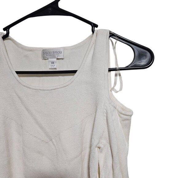Bisou Bisou Michele Bohbot White Knit Cold Shoulder Sweater Womens Size XS - Picture 3 of 5
